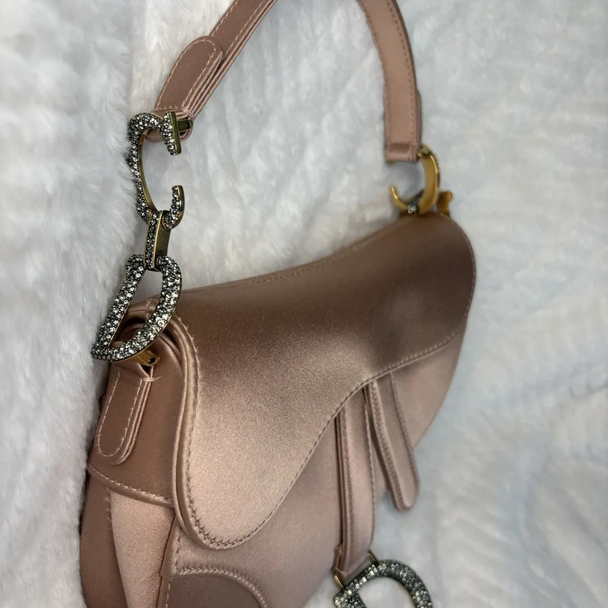 Dior – Mini Saddle Bag in Blush Satin