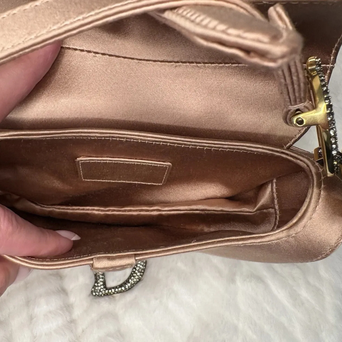 Dior – Mini Saddle Bag in Blush Satin