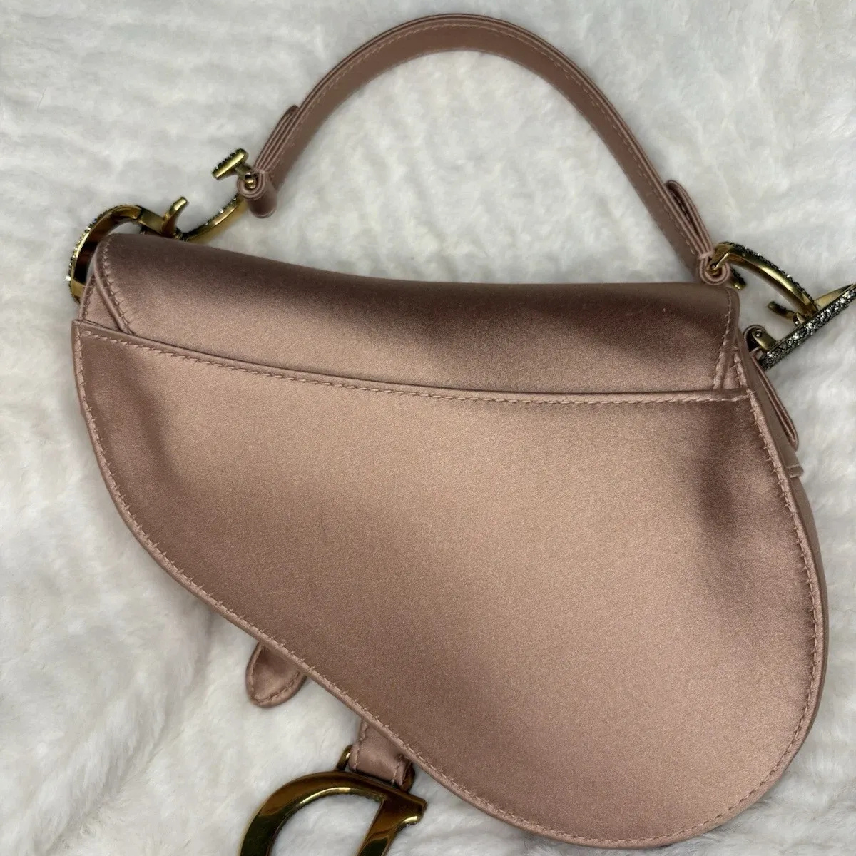 Dior – Mini Saddle Bag in Blush Satin