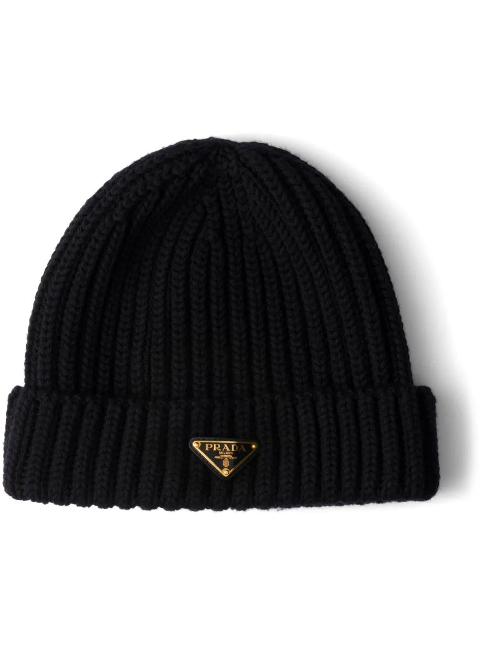 Prada Gerippte Beanie mit Dreieckslogo