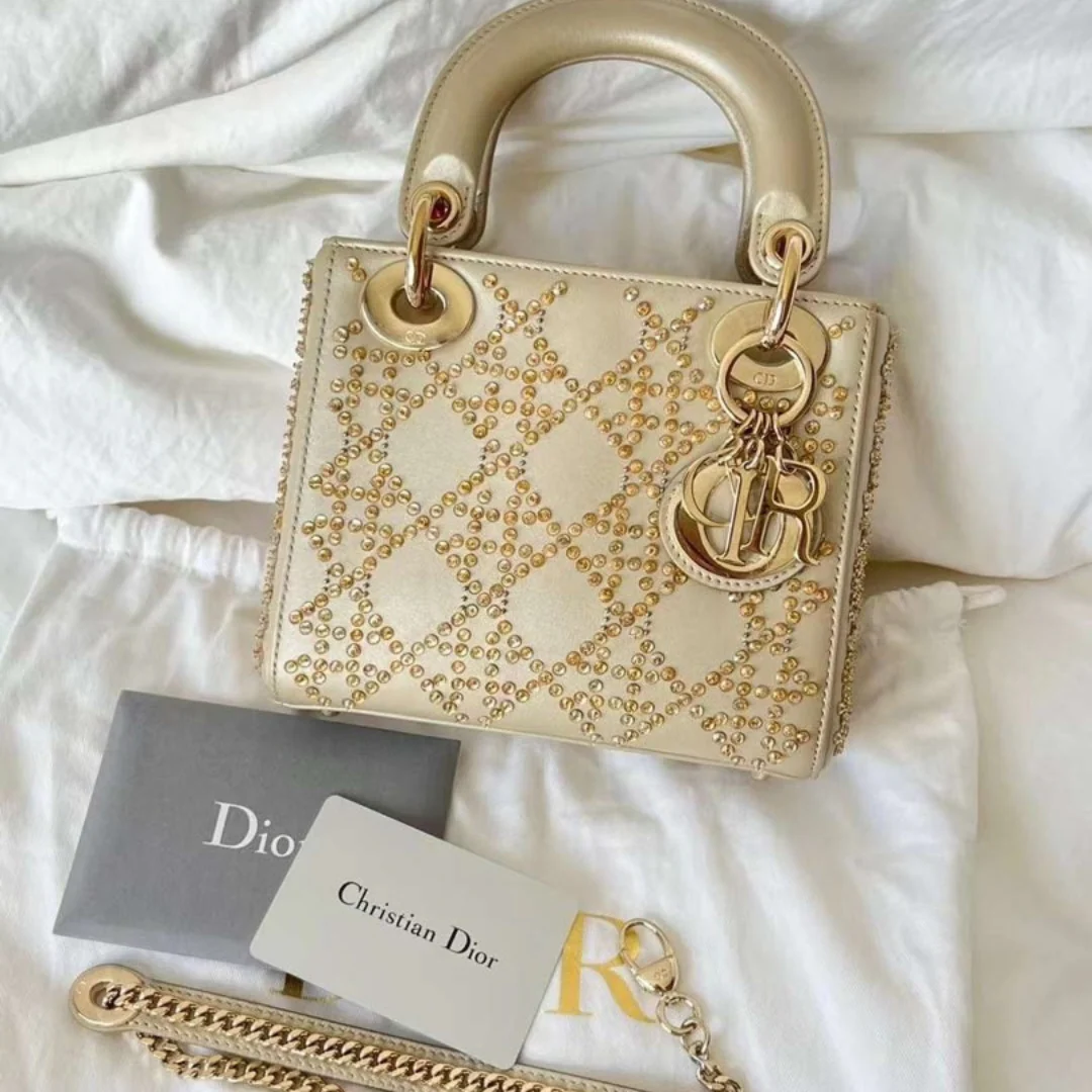 Dior – Mini Lady Dior bag with pearl embroidery
