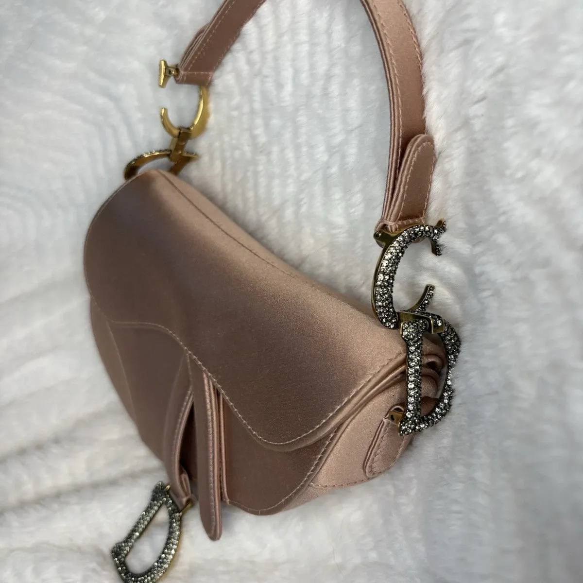 Dior – Mini Saddle Bag in Blush Satin