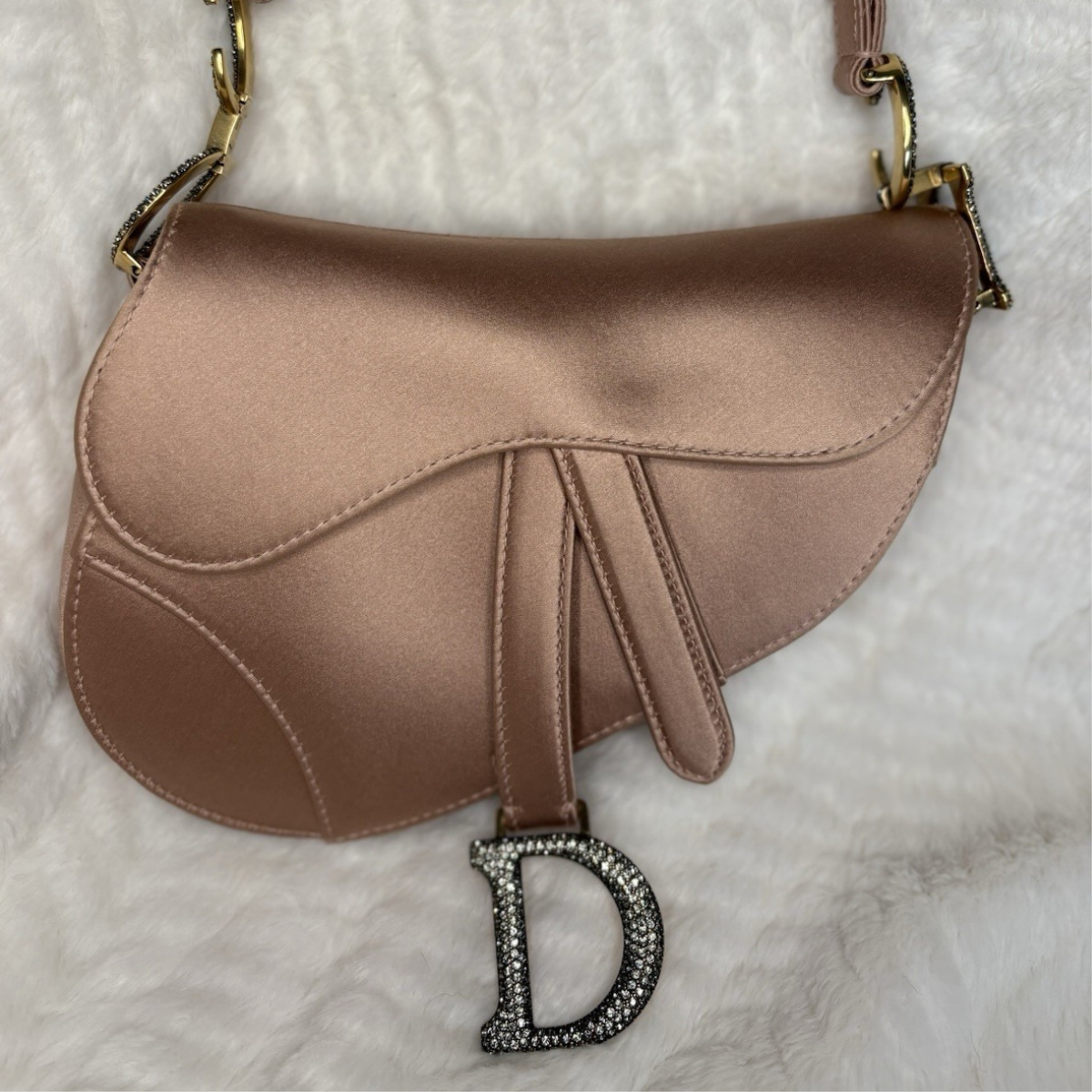 Dior – Mini Saddle Bag in Blush Satin