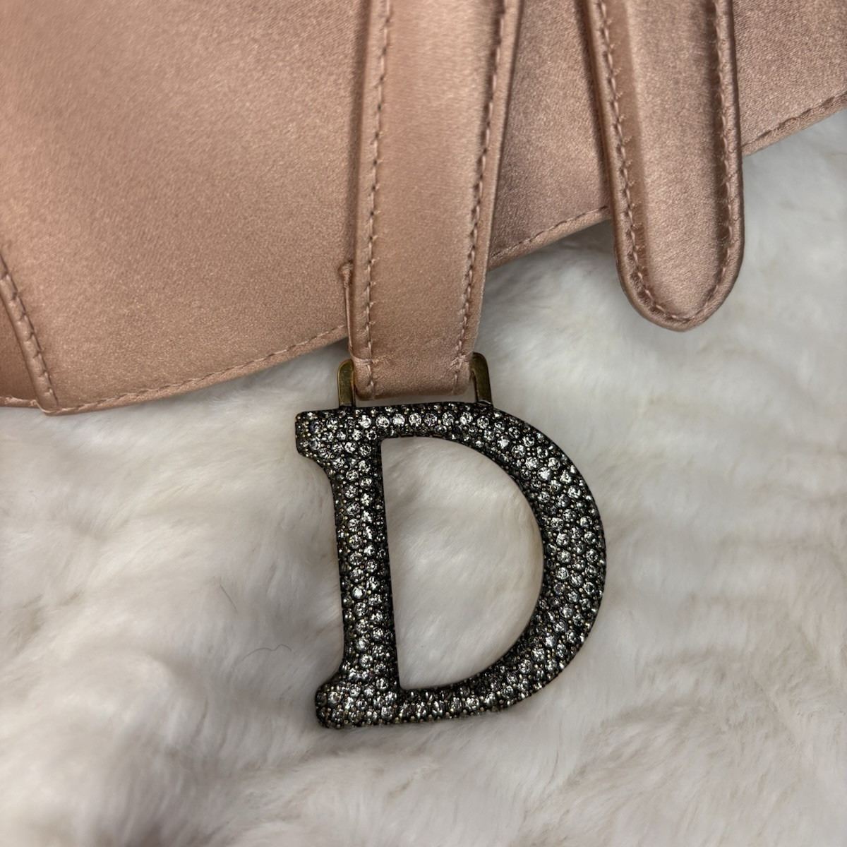 Dior – Mini Saddle Bag in Blush Satin