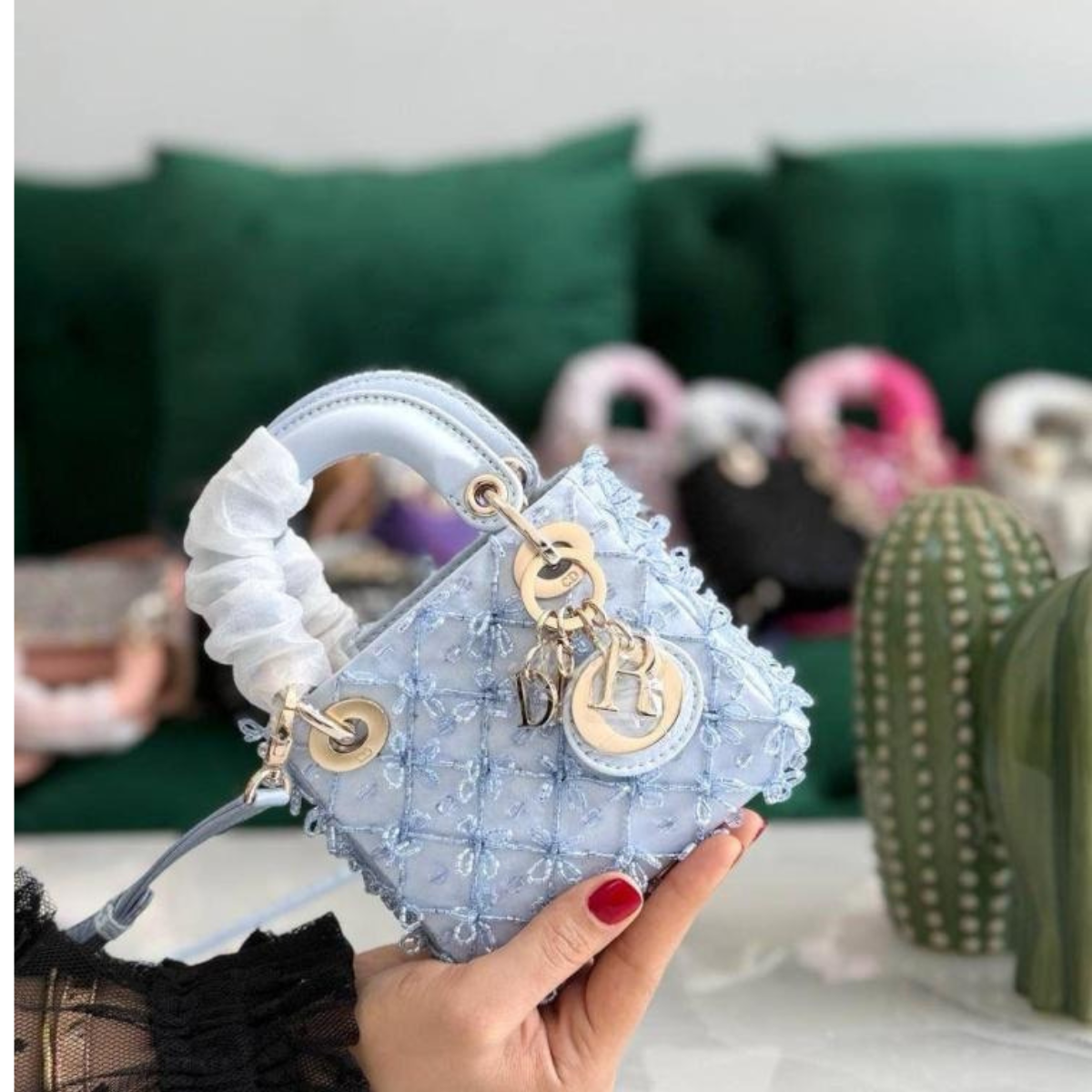 Dior – Lady Dior Micro Embroidered bag in blue