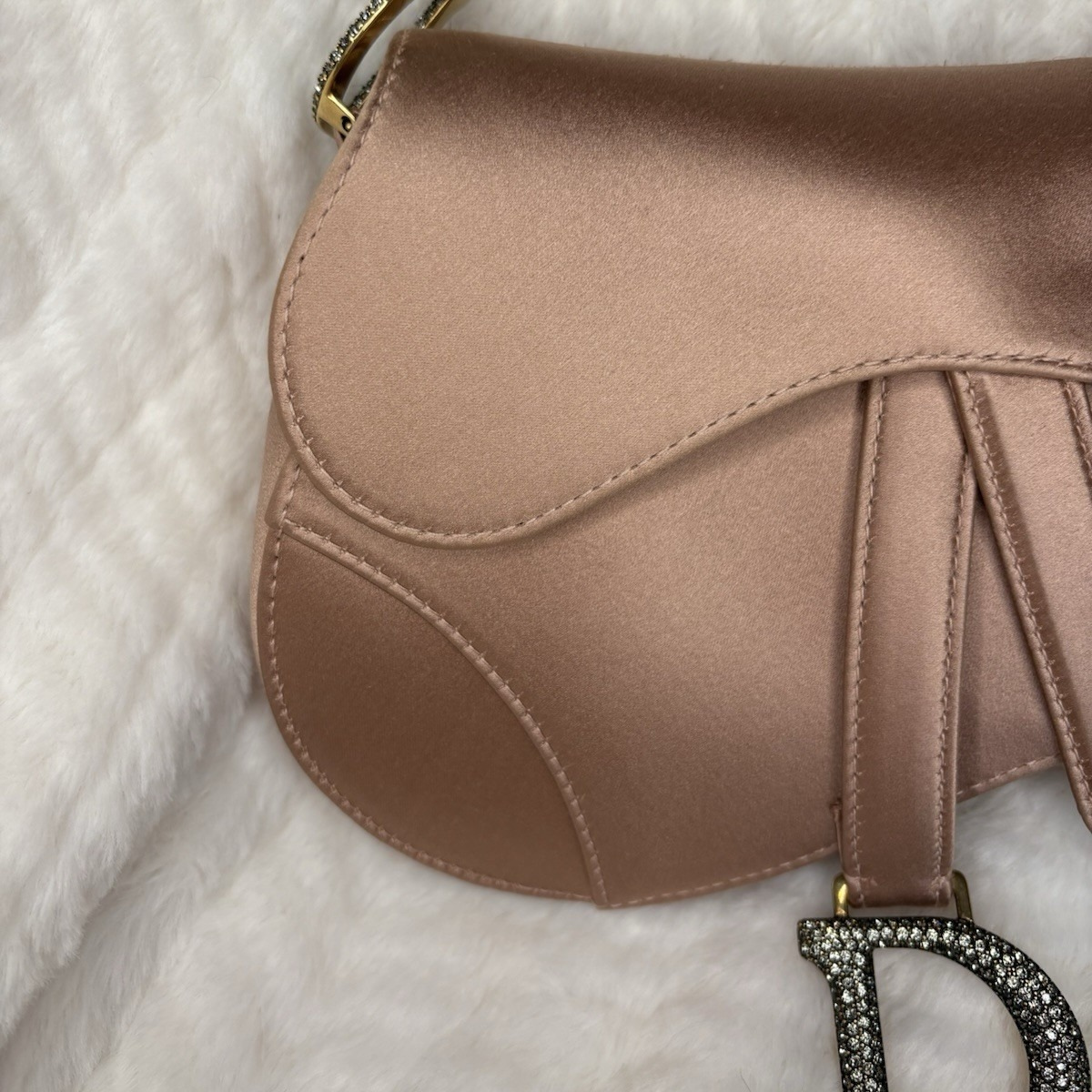 Dior – Mini Saddle Bag in Blush Satin