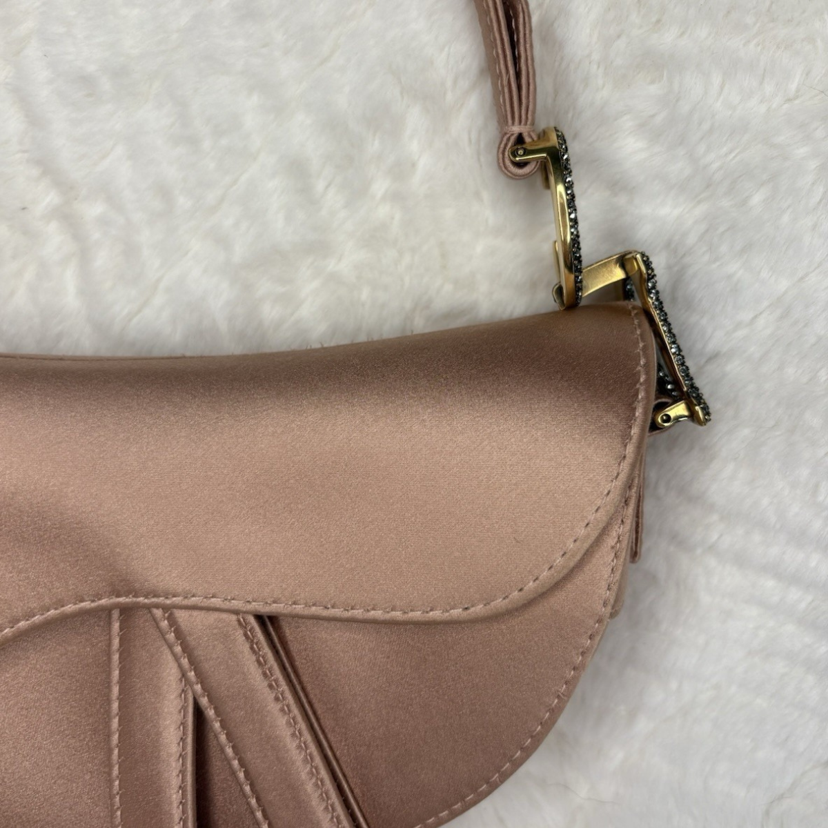 Dior – Mini Saddle Bag in Blush Satin