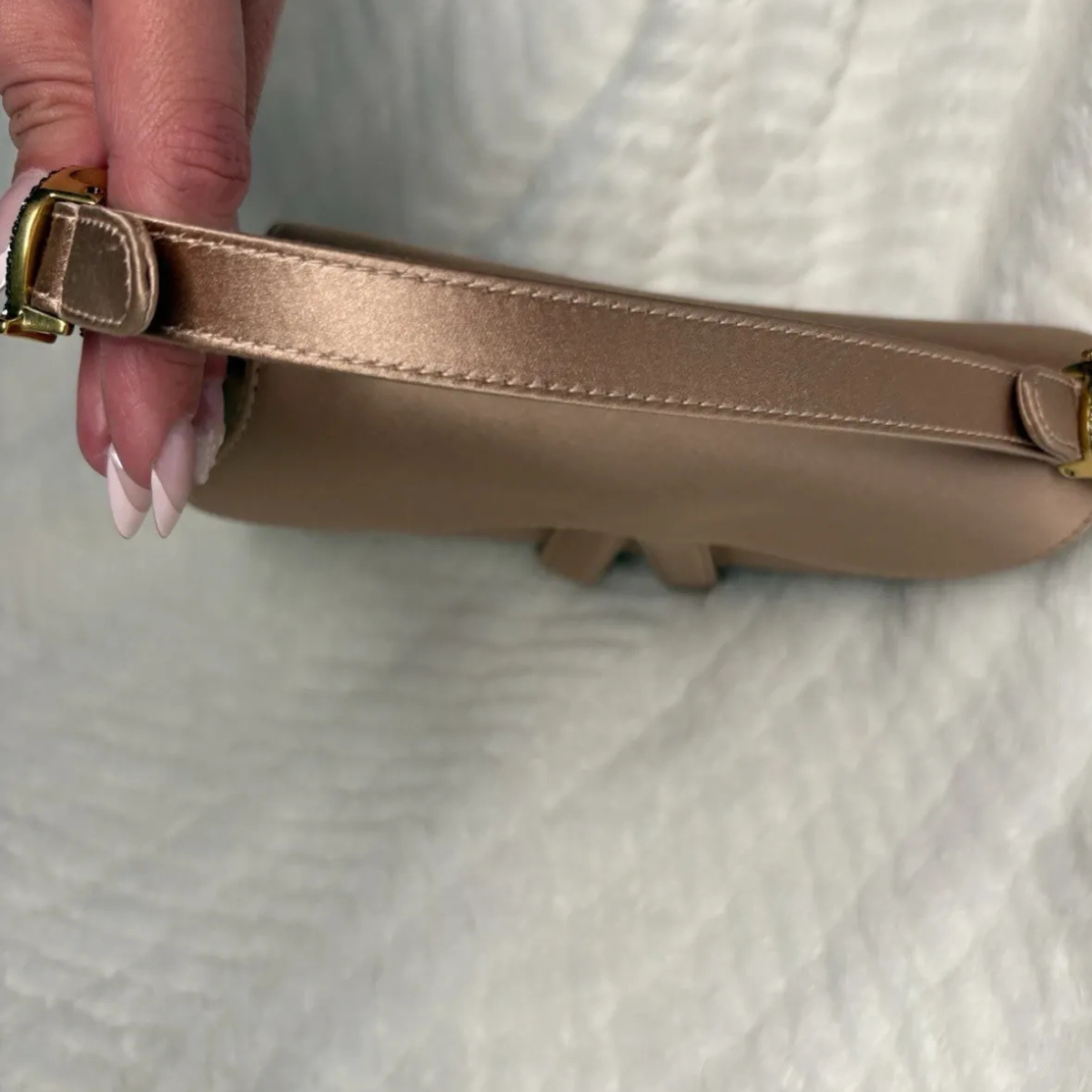 Dior – Mini Saddle Bag in Blush Satin