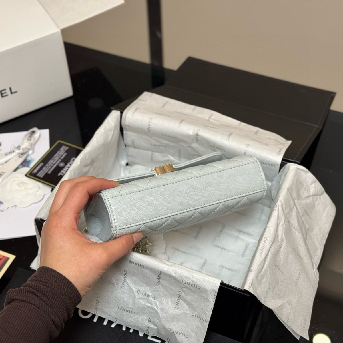 Chanel Classic Flap Bag – Ice Grey