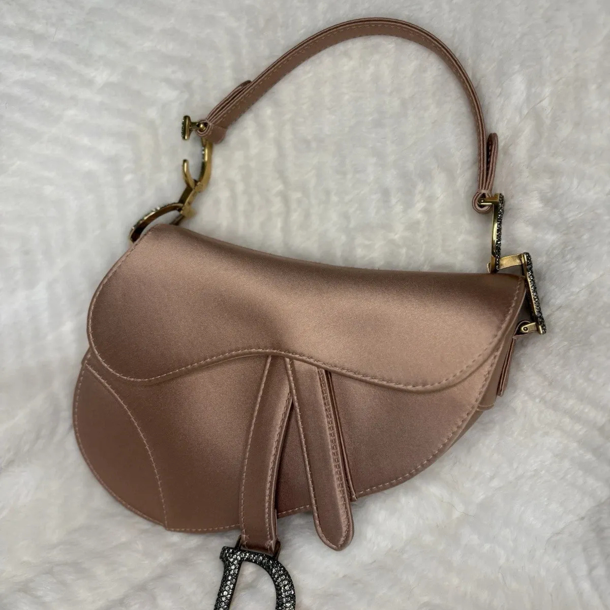 Dior – Mini Saddle Bag in Blush Satin
