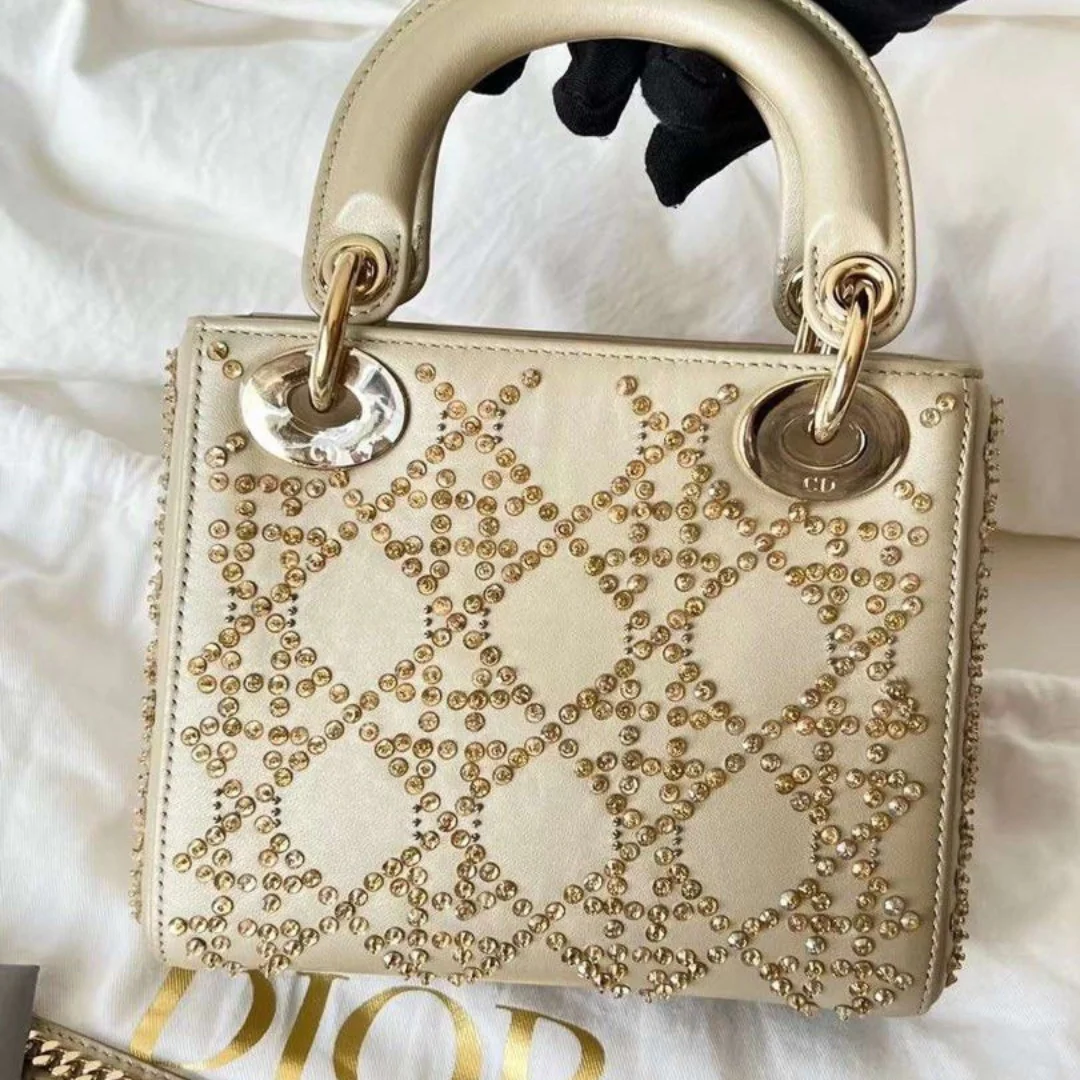 Dior – Mini Lady Dior bag with pearl embroidery