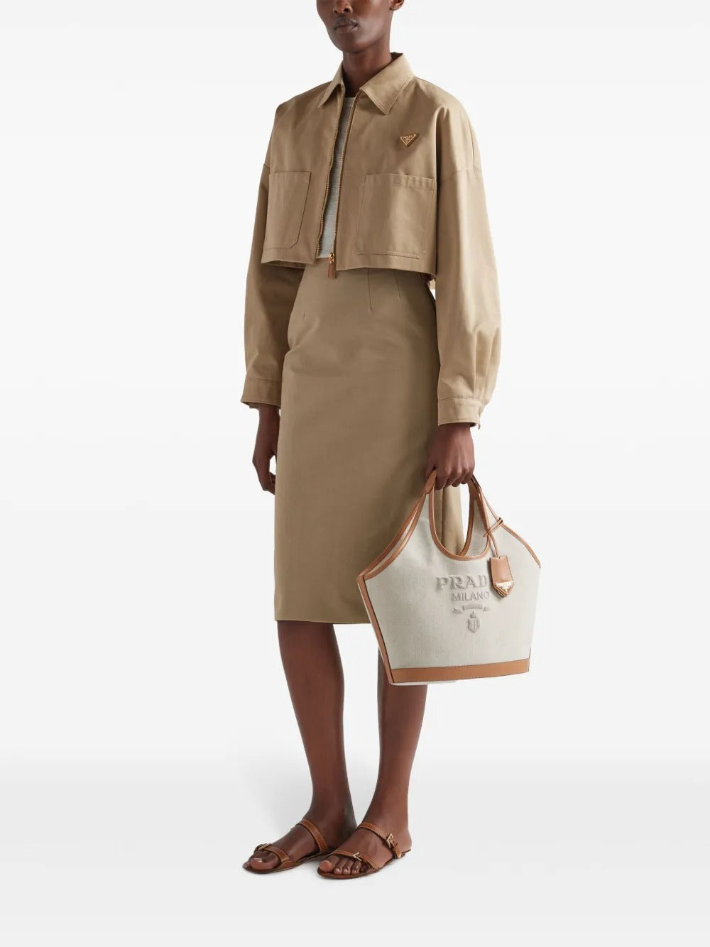 Prada Cropped-Jacke mit Dreieckslogo