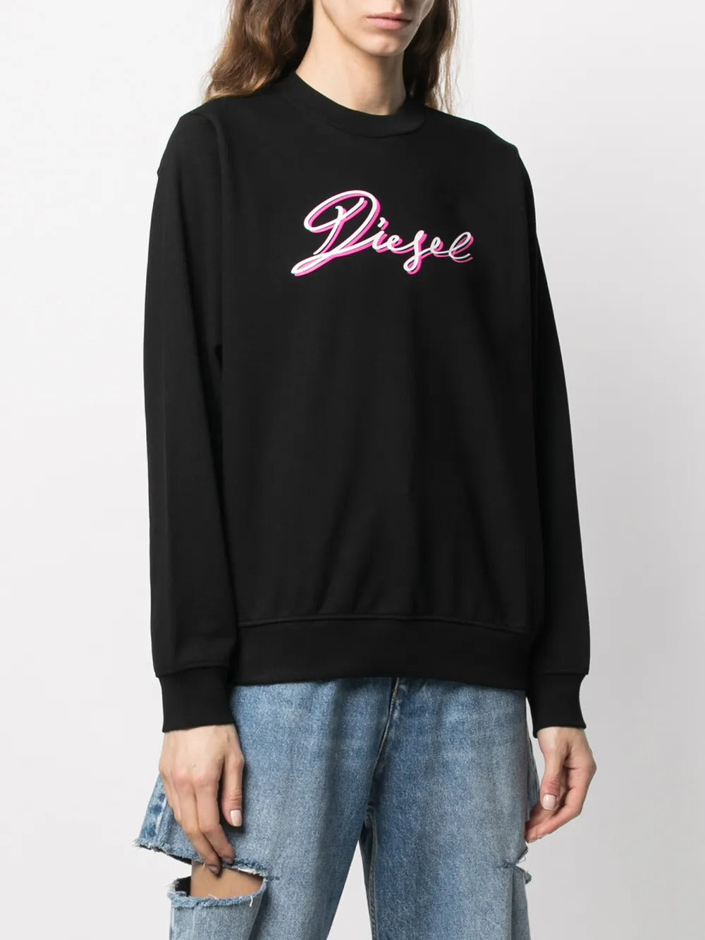 Diesel Sweatshirt F-ANG-K15 mit Logodruck und Rippbündchen