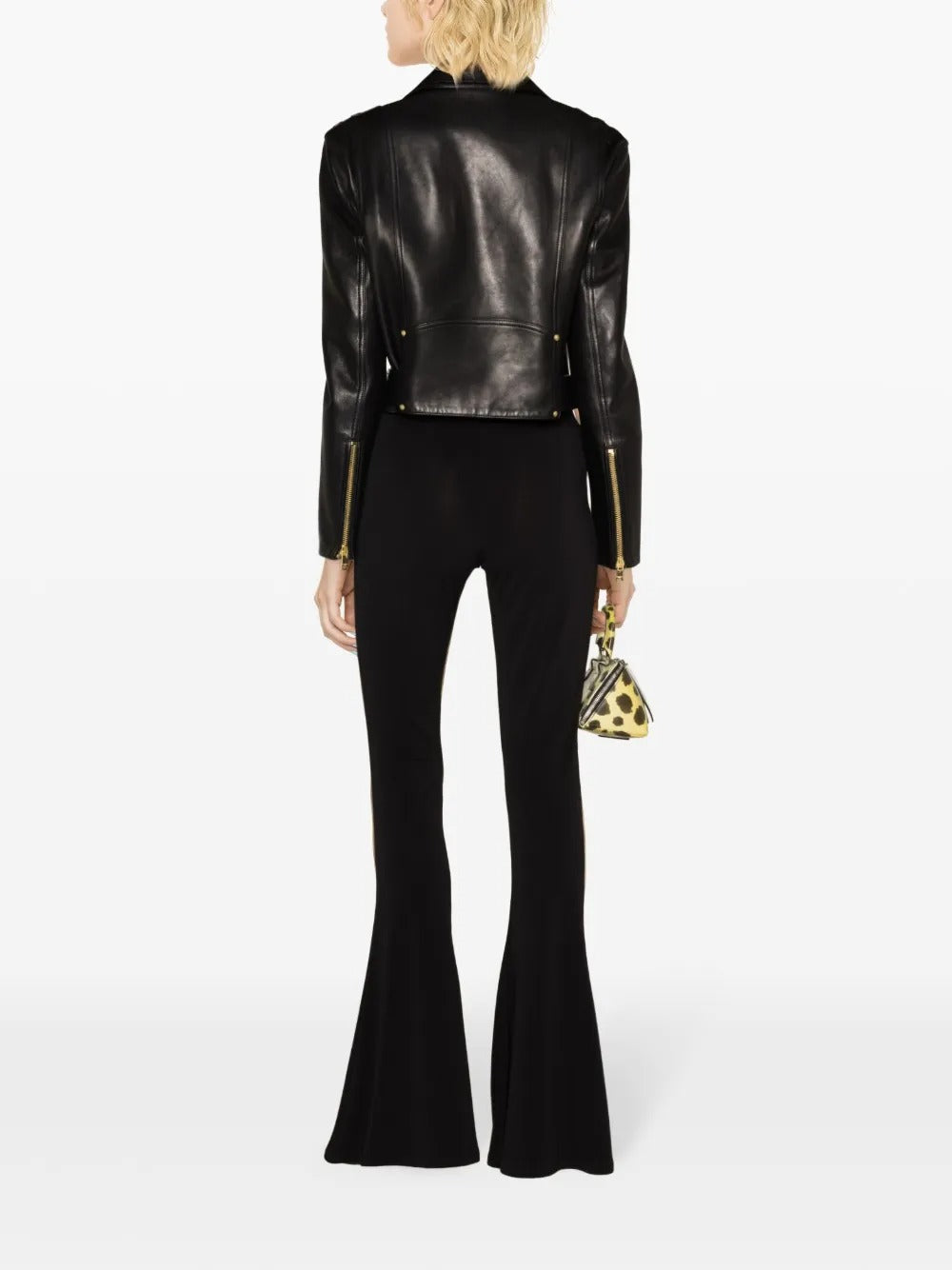 Balmain Leder-Bikerjacke mit Reißverschluss